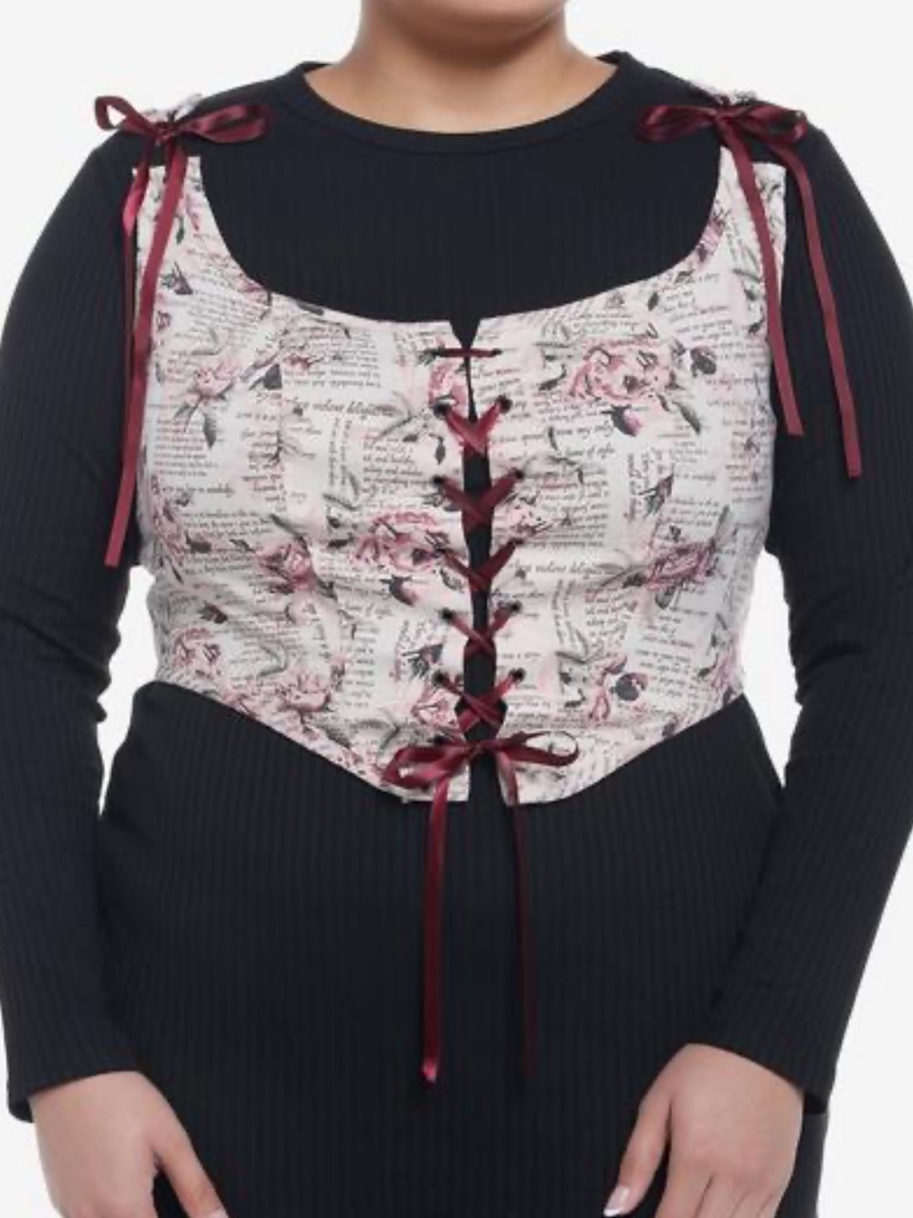 Thorn & Fable Rosy Romantic Literature Corset Crop Tank Top Women’s Large